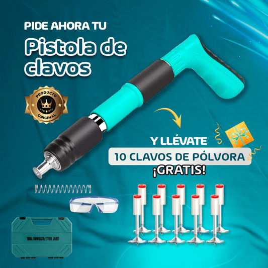 Pistola de Clavos de Alta Velocidad + 10 Clavos de Pólvora 🔨